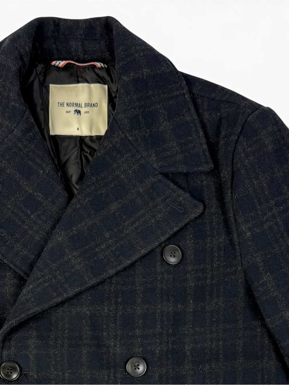The Normal Brand Lan Navy Plaid Wool Blend Peacoat Jacket Medium NWOT - Picture 5 of 12